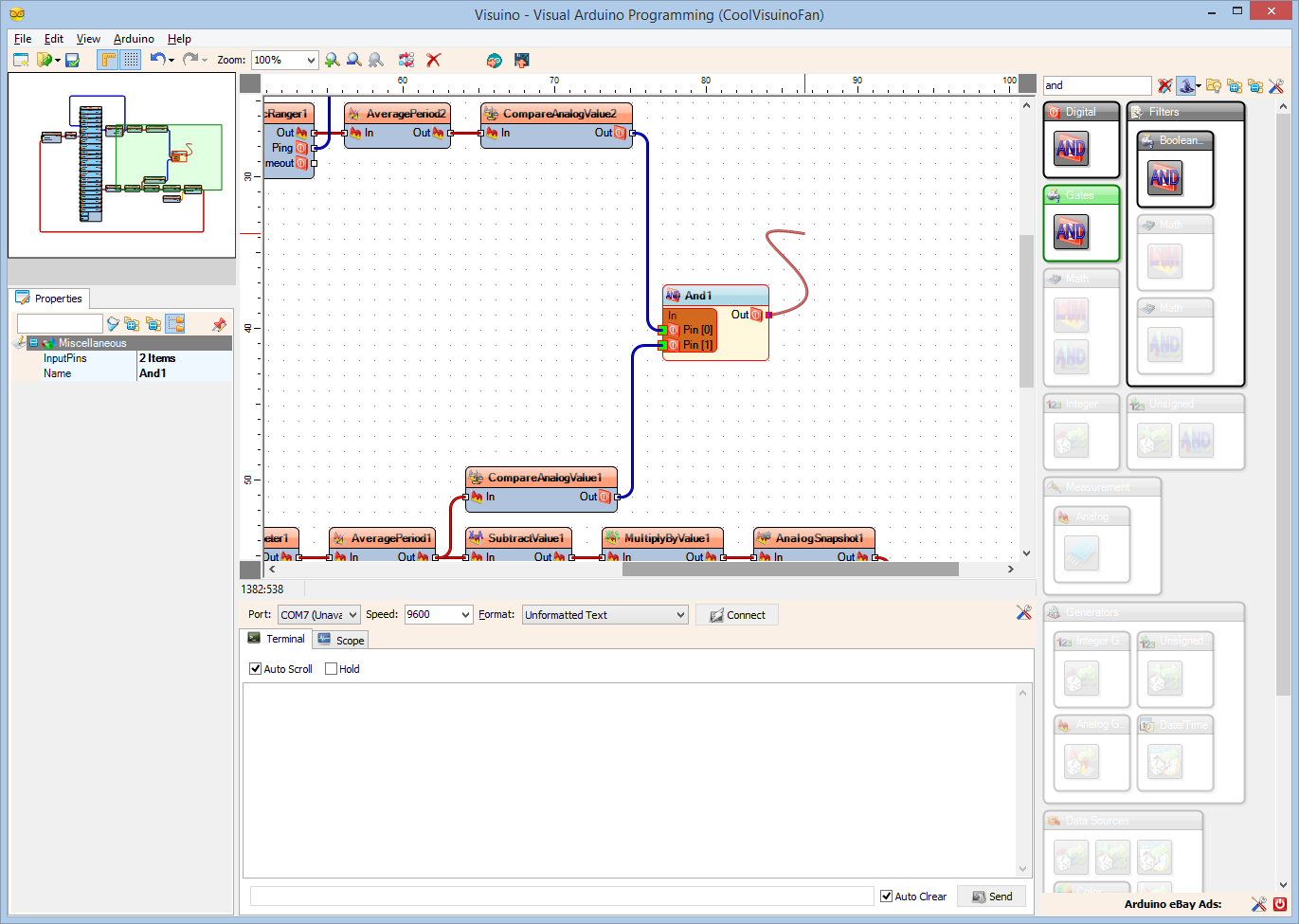 Step 11: In Visuino Add Components to Enable/disable the Fan