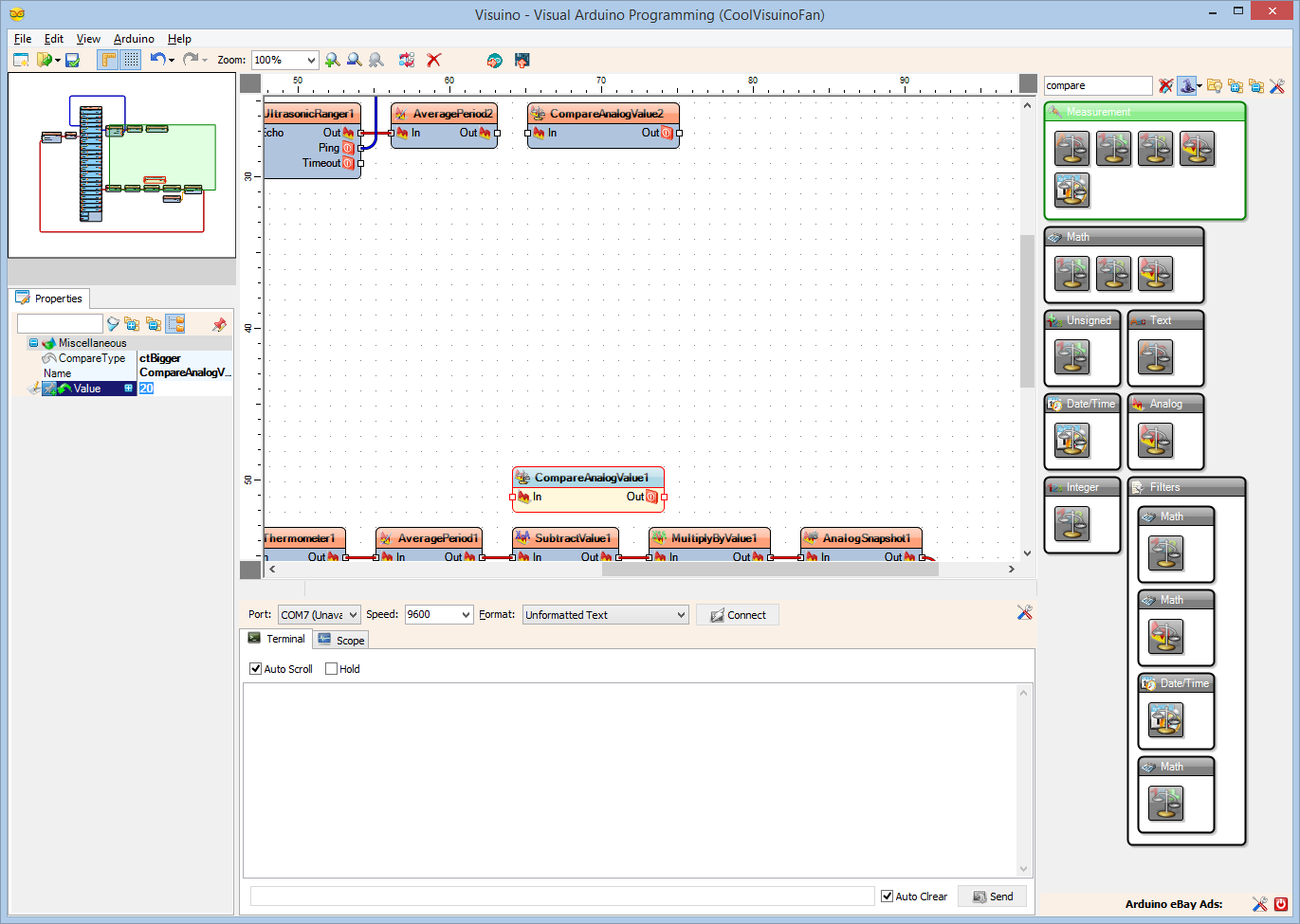 Step 11: In Visuino Add Components to Enable/disable the Fan