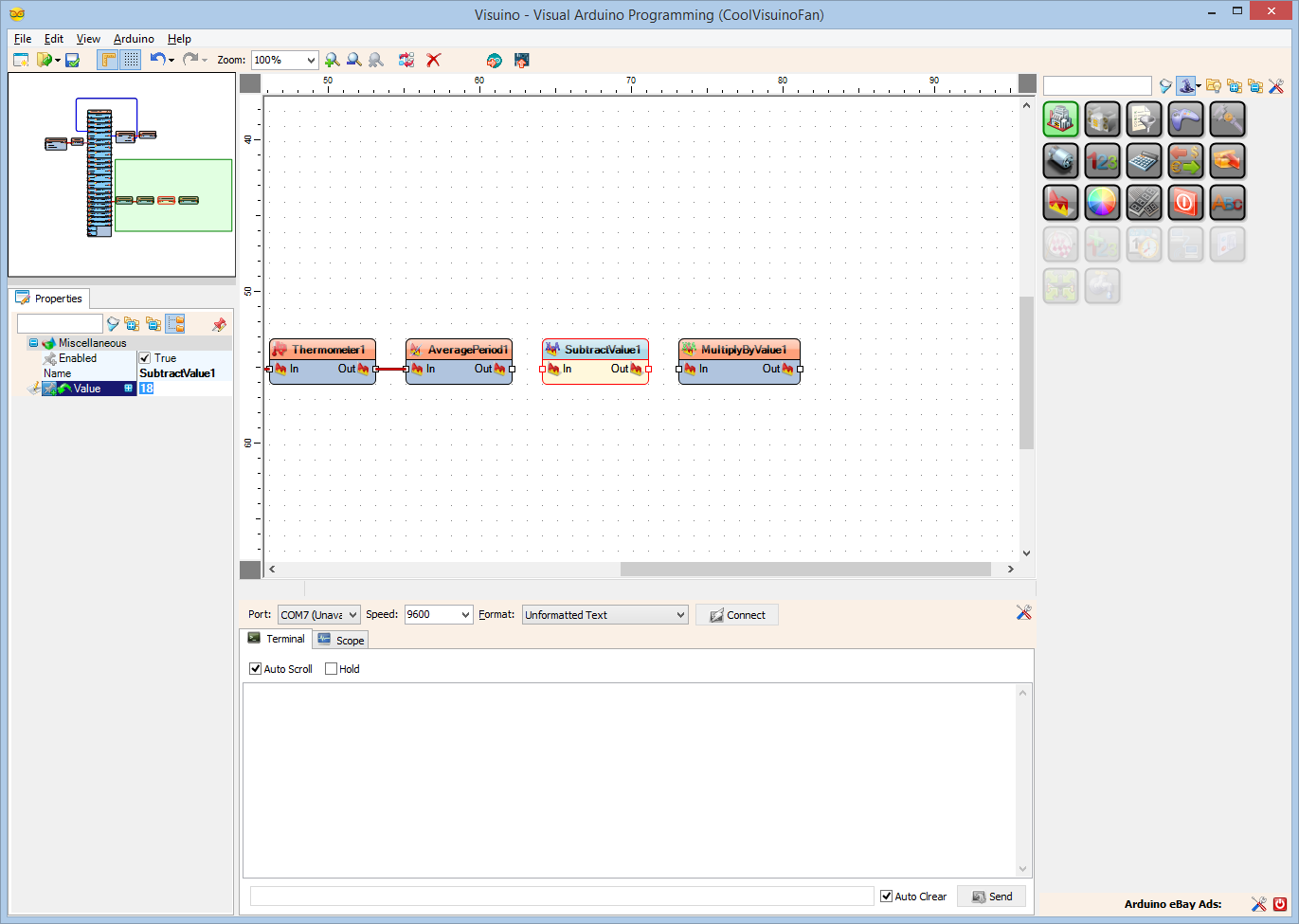Step 10: In Visuino Add Components to Control the Speed of the Fan