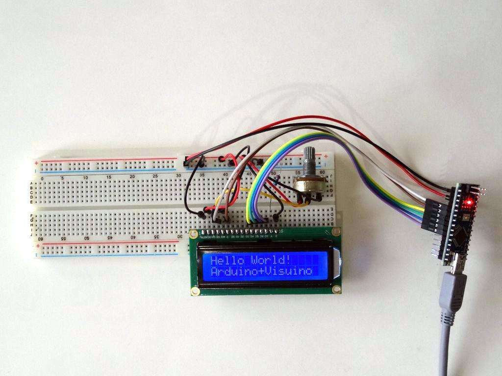 Arduino Nano: Directly Connected 2 X 16 LCD Display With Visuino ...