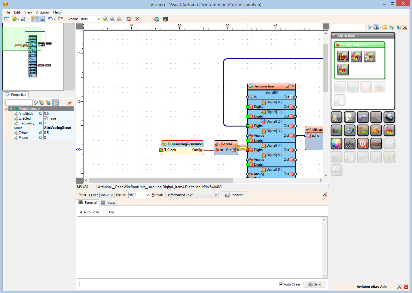 Step 8: In Visuino Add Components to Control the Servo