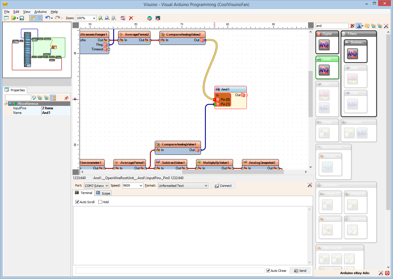 Step 11: In Visuino Add Components to Enable/disable the Fan