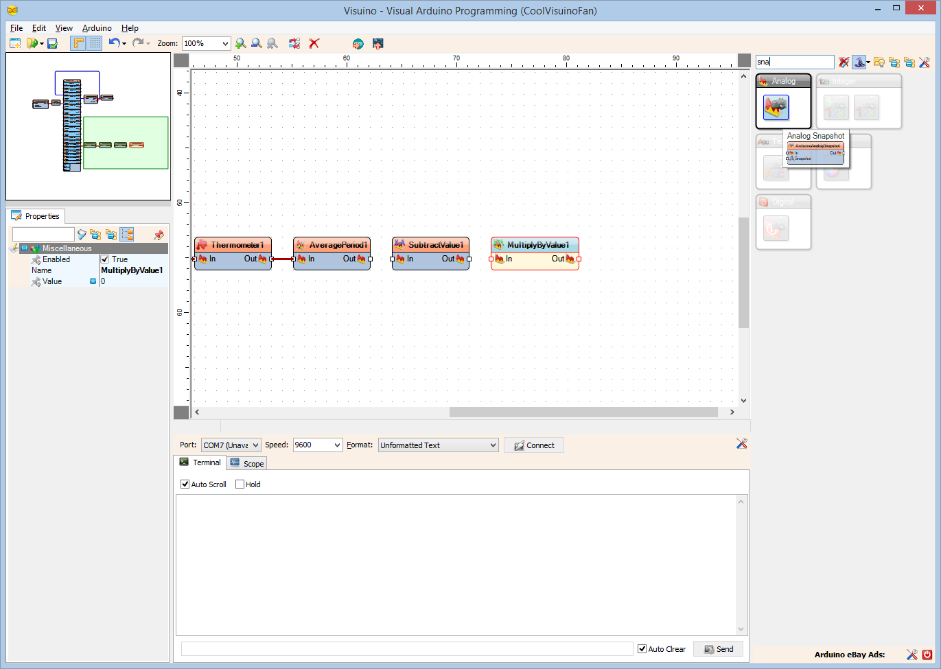 Step 10: In Visuino Add Components to Control the Speed of the Fan