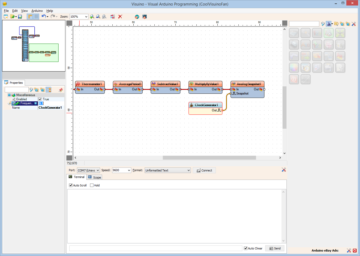 Step 10: In Visuino Add Components to Control the Speed of the Fan