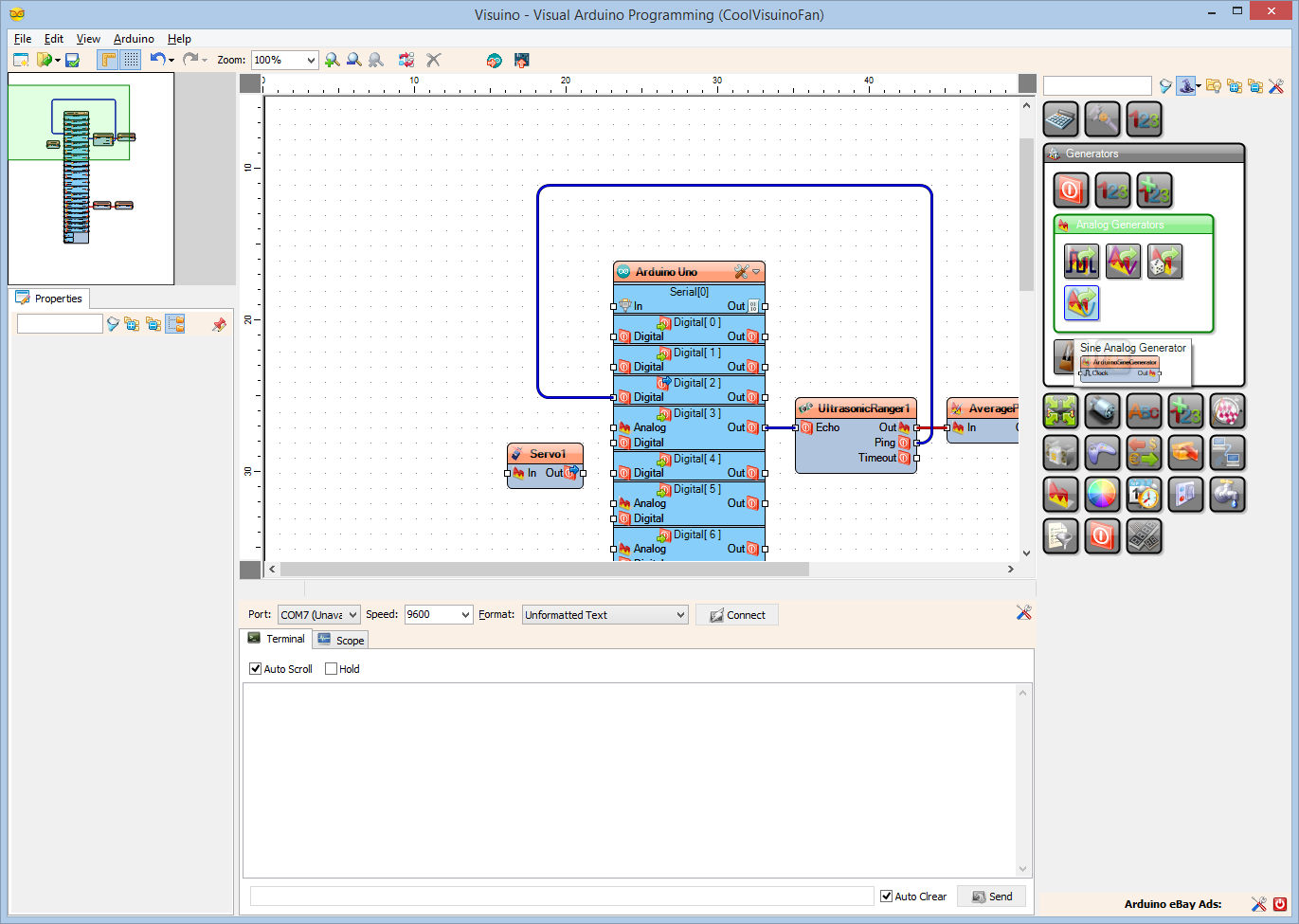 Step 8: In Visuino Add Components to Control the Servo