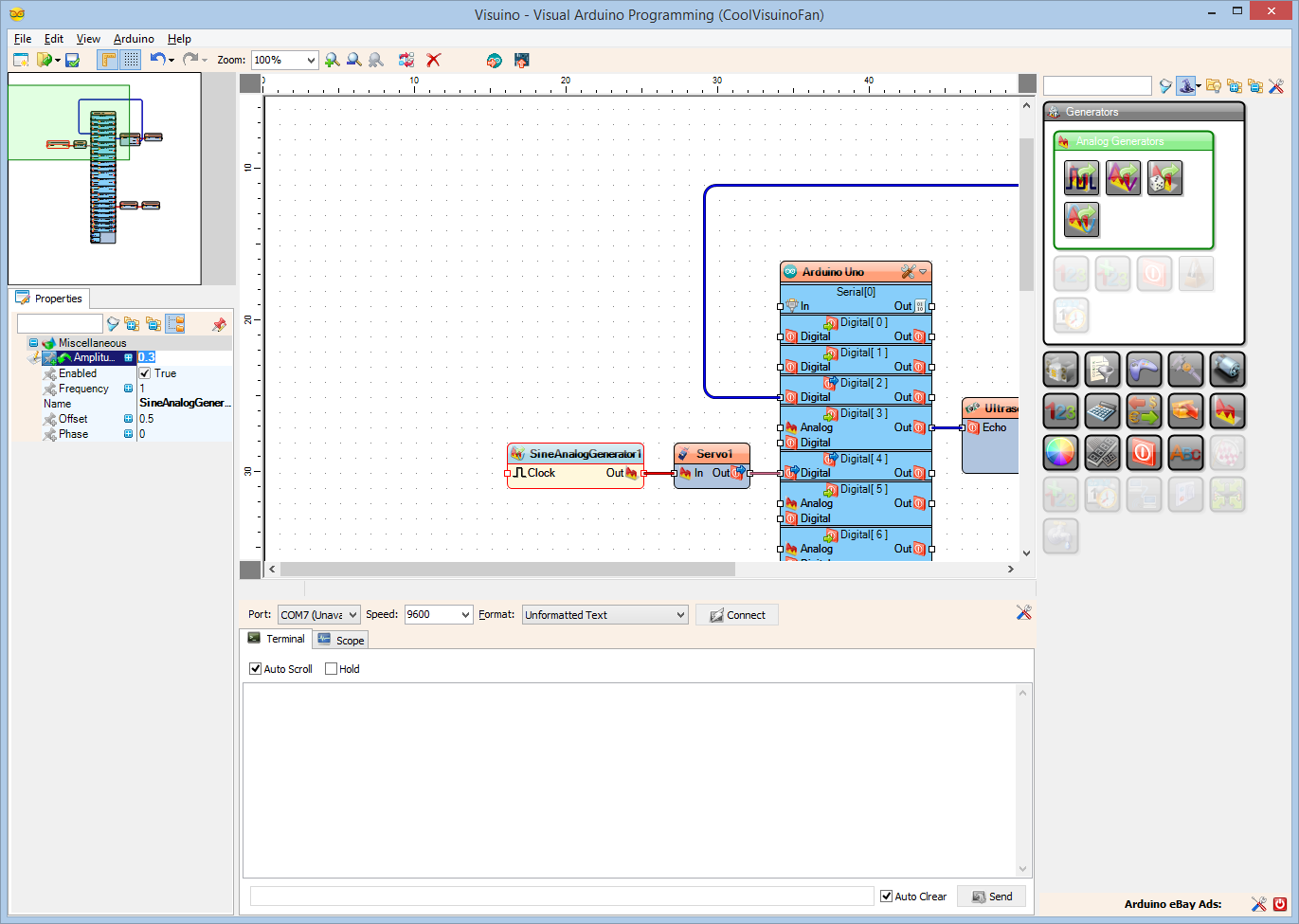 Step 8: In Visuino Add Components to Control the Servo