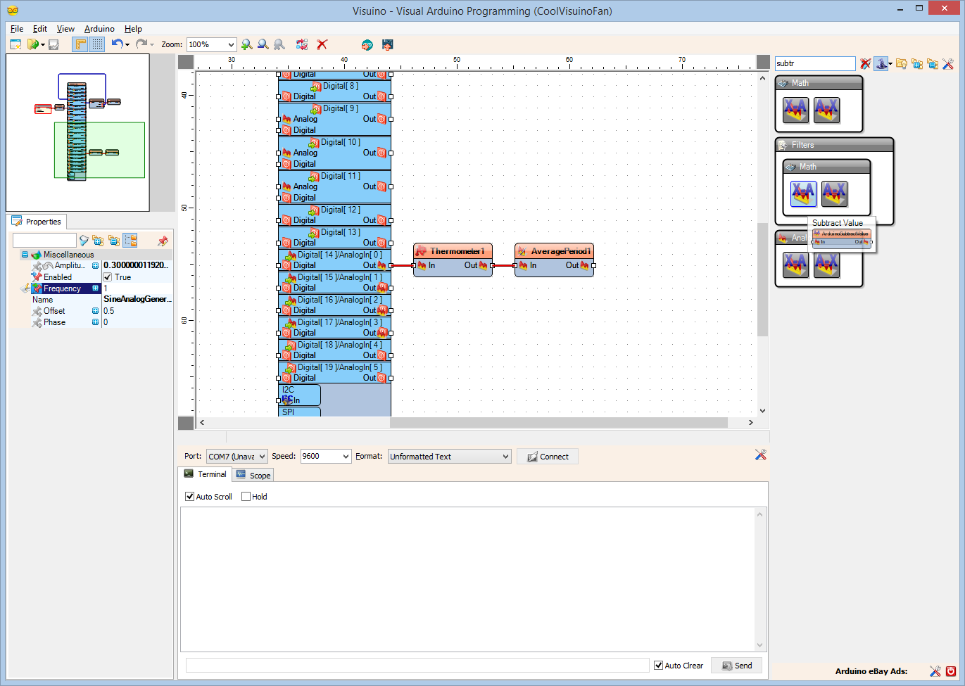 Step 10: In Visuino Add Components to Control the Speed of the Fan