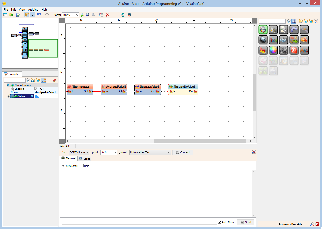 Step 10: In Visuino Add Components to Control the Speed of the Fan