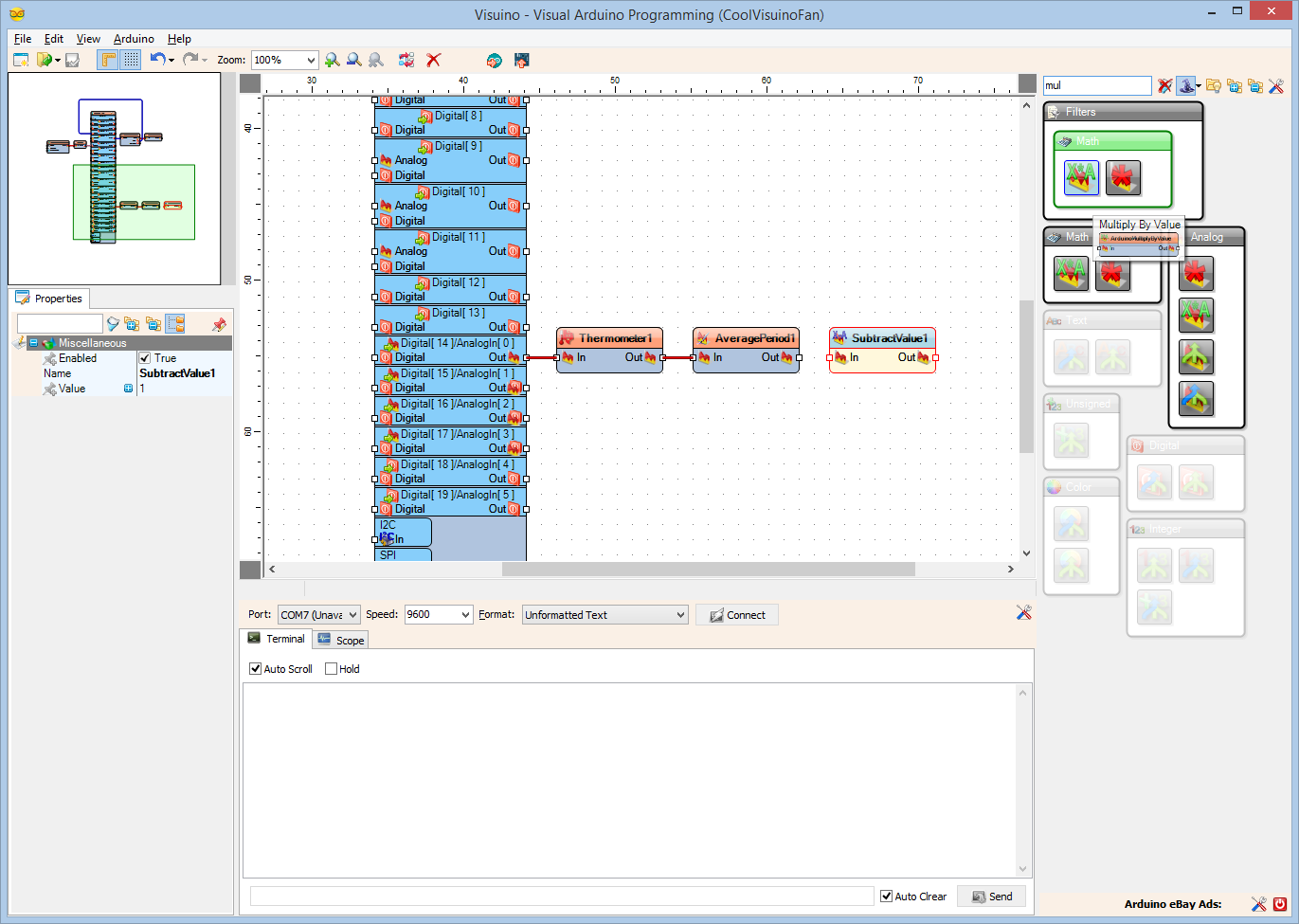Step 10: In Visuino Add Components to Control the Speed of the Fan