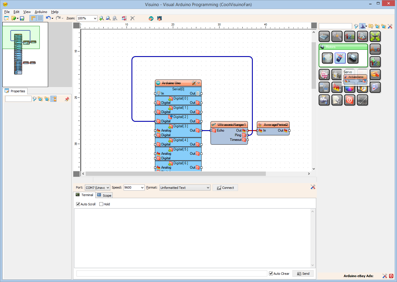 Step 8: In Visuino Add Components to Control the Servo